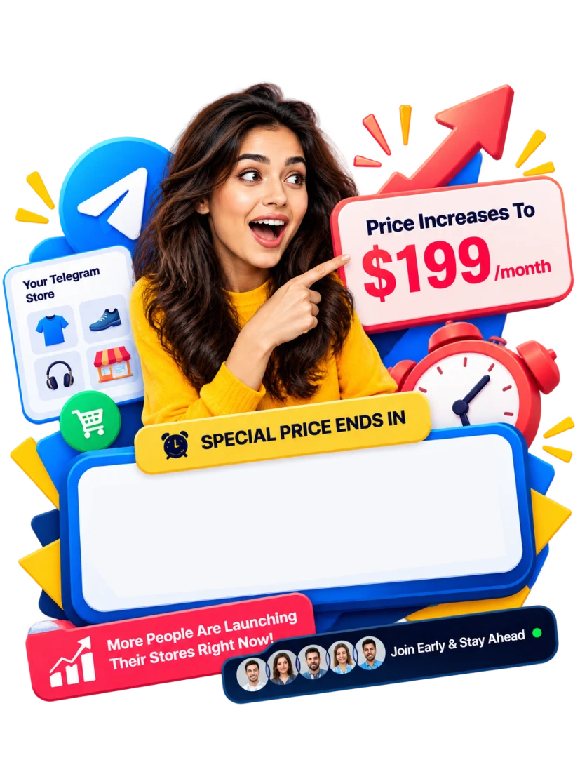 Excited woman pointing at the price increase to $199 a month