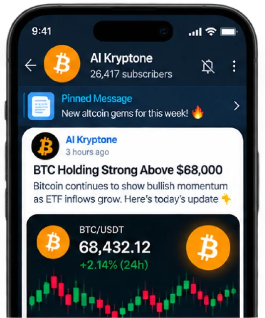 Telegram crypto channel Al Kryptone with 26,000+ subscribers